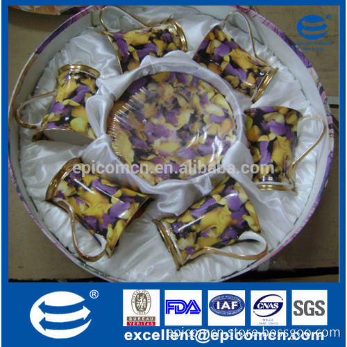 stock promotion sale elegant European fine bone china tea set cups with saucers